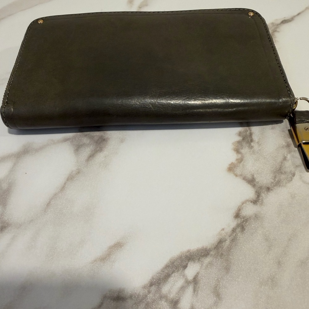 Women's Zip-Around Leather Wallet - Dark Gray - Picture 12 of 13